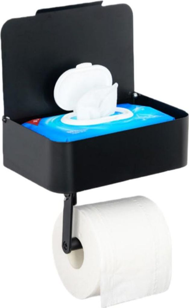 INF Klebe Handy Papier Box Halterung Toilettenpapierhalter - Schwarz Eisen