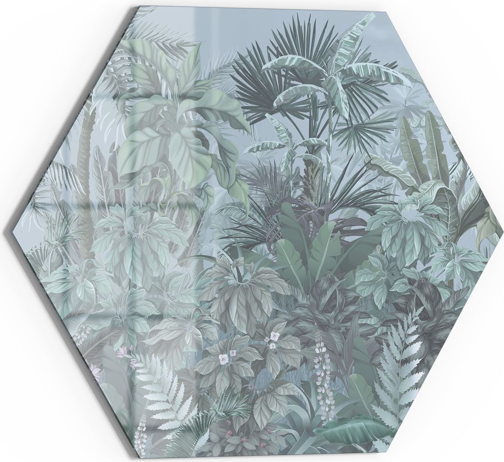DEQORI Magnettafel Glas 40x35 cm 6-eckig 'Tropische Harmonie' beschreibbar Whiteboard Küche