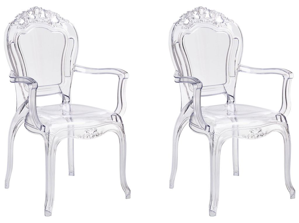 BELIANI Esszimmerstuhl 2er Set Transparent Kunststoff Elegant