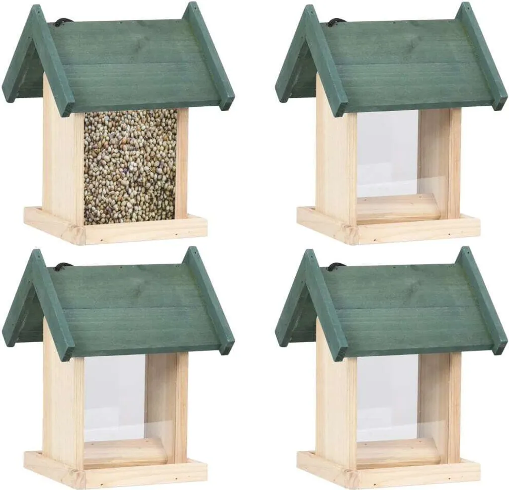 Distributeur de nourriture oiseaux 4 unités sapin robuste extérieur