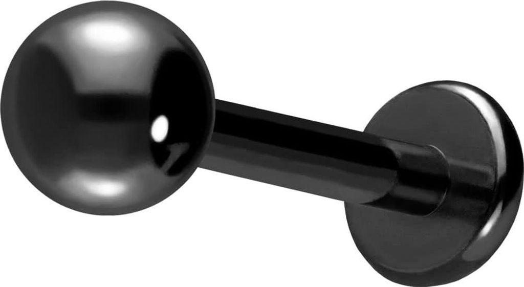 Ohrpiercing, Nasenpiercing Chirurgenstahl Labret Schwarz Stablänge: 12mm + Stabstärke: 1,6mm + Kugelgröße: 4mm