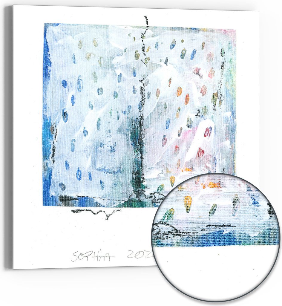 DEQOART Hybrid Leinwand Bild 50x50 cm 'Fine Art 'drops'' Wandbild Glas flach modern