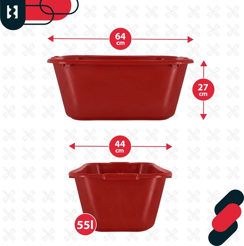 KOTARBAU® Mörtelkübel eckig 55 L Rot Kunststoff Mörtelwanne