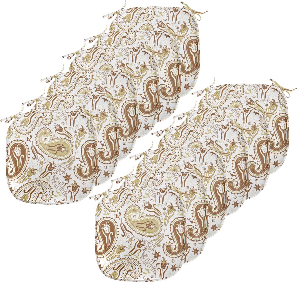 ABAKUHAUS Paisley Polster für Esszimmerstühle, Floral Paisley Tulpen, Dekoratives wasserfestes Kissen mit Riemen für Küchensitze, 40 cm x 40 cm...