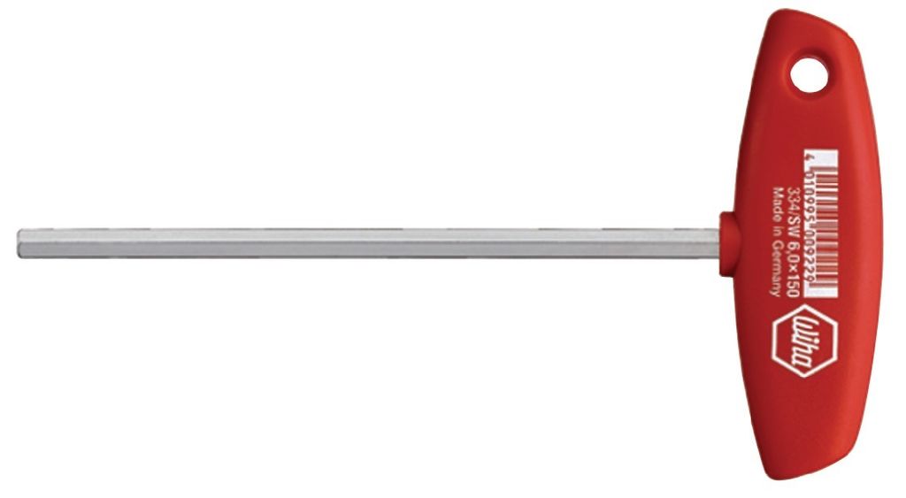 Wiha Schraubendreher 6-kant Schlüsselweite 5x150mm Gesamtlänge 182mm Klinge glanzvernickelt mit Quergriff - 917