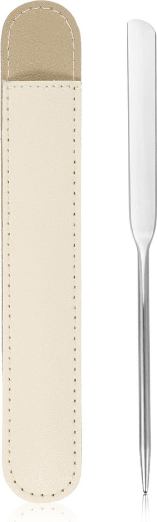 1 Set Make-up-Spatel aus Edelstahl, Spatel für flüssige Foundation mit Kunstlederetui, Spatel zum Mischen von Lippenstift und Nagellack