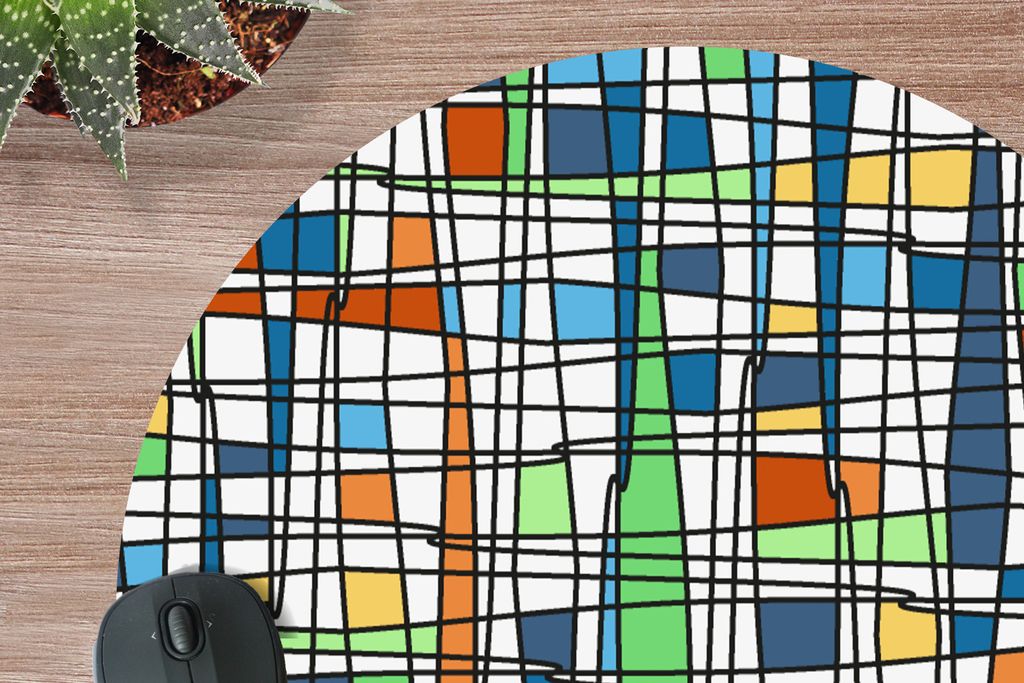 MuchoWow Mauspad Mousepad Muster - Linie - Weiß 50x50 cm - Mousepads - Maus Mat - Pad - Mausunterlage - Vinyl