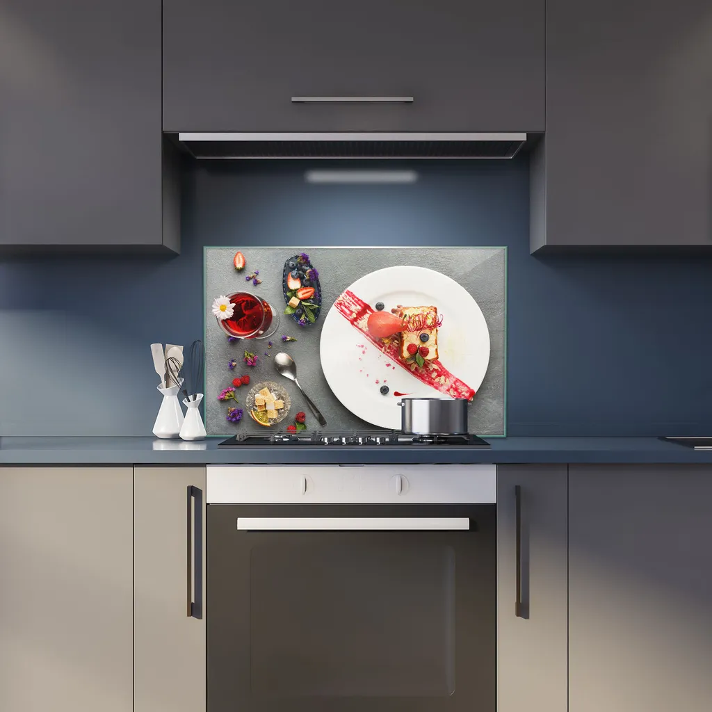 Piastra di copertura per piano cottura in ceramica 1 pezzo 80x52 frutta rosso copertura vetro decorazione alzatina - 6