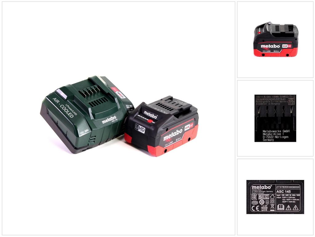 Metabo Set de base 18V : 1x Batterie 8,0Ah LiHD + Chargeur Image du produit 