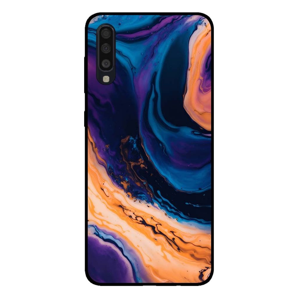 Smartphonica Handytasche für Samsung Galaxy A70 Marmor-Look - Rückseite Abdeckung Marmor Fall - Blau