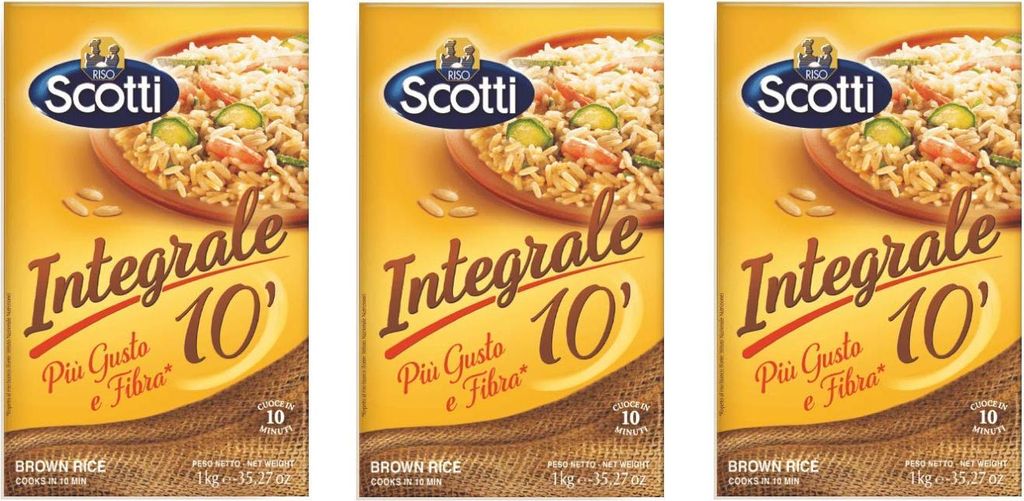 3x Riso scotti Integrale superfeiner Reis Vollkorn 1 Kg Italienisch Parboiled brown rice