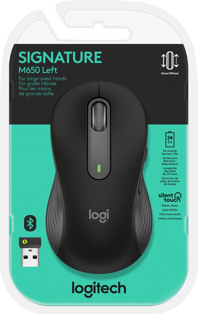 Logitech Signature M650 L Links Maus kabellos grafit