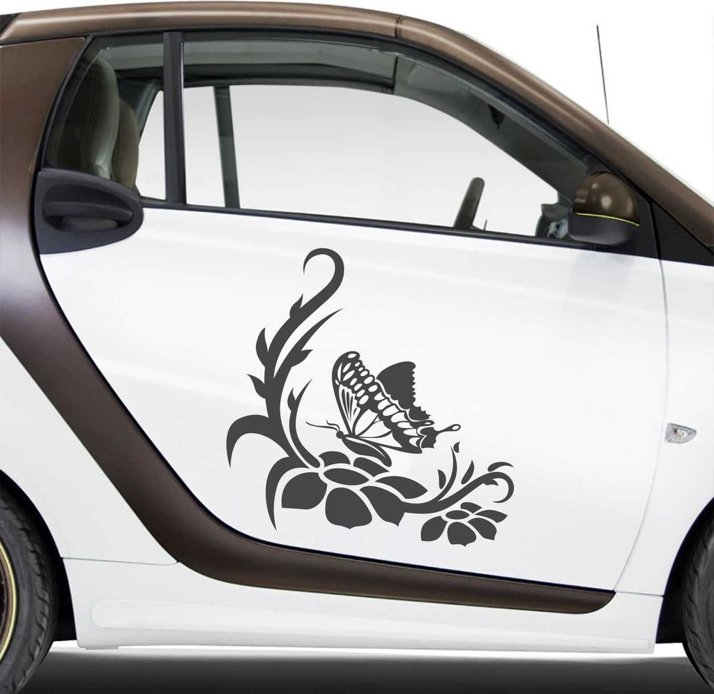 Aufkleber - Autoaufkleber-Set Rankelement Julia, 2 Stk. je 30cm x 31cm Graphit metallic - Tuning Carystyling Heckscheibe Auto