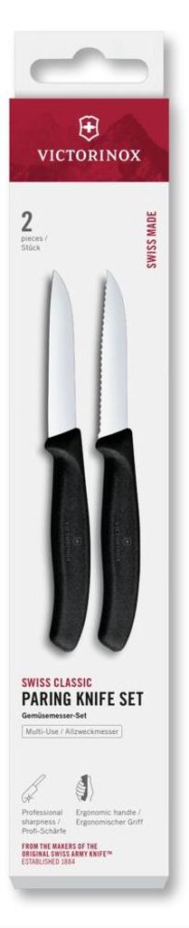 Swiss Classic, Gemüsemesser Set, 2tlg,8cm,gerade/Wellen,schwarz,B