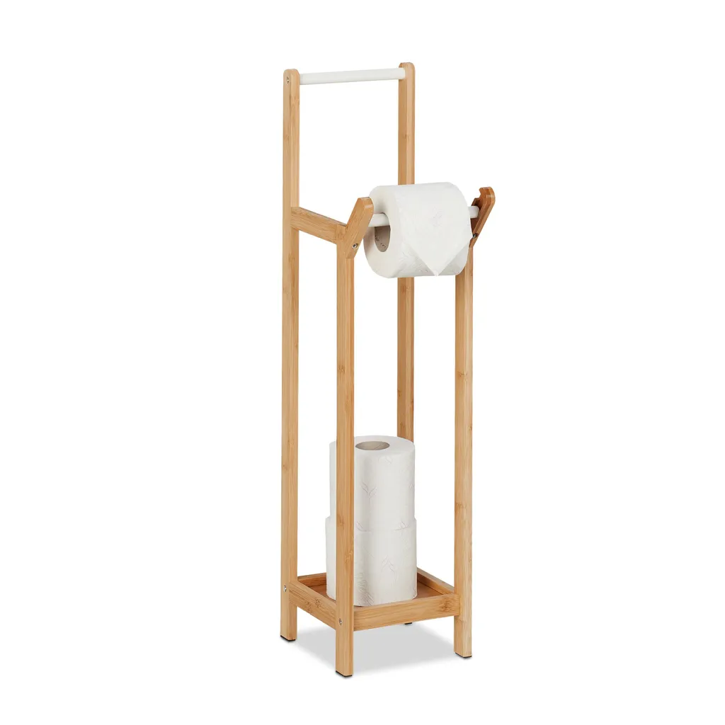 Relaxdays Portarotolo in Bambù in Piedi | Piantana Bagno Salvaspazio