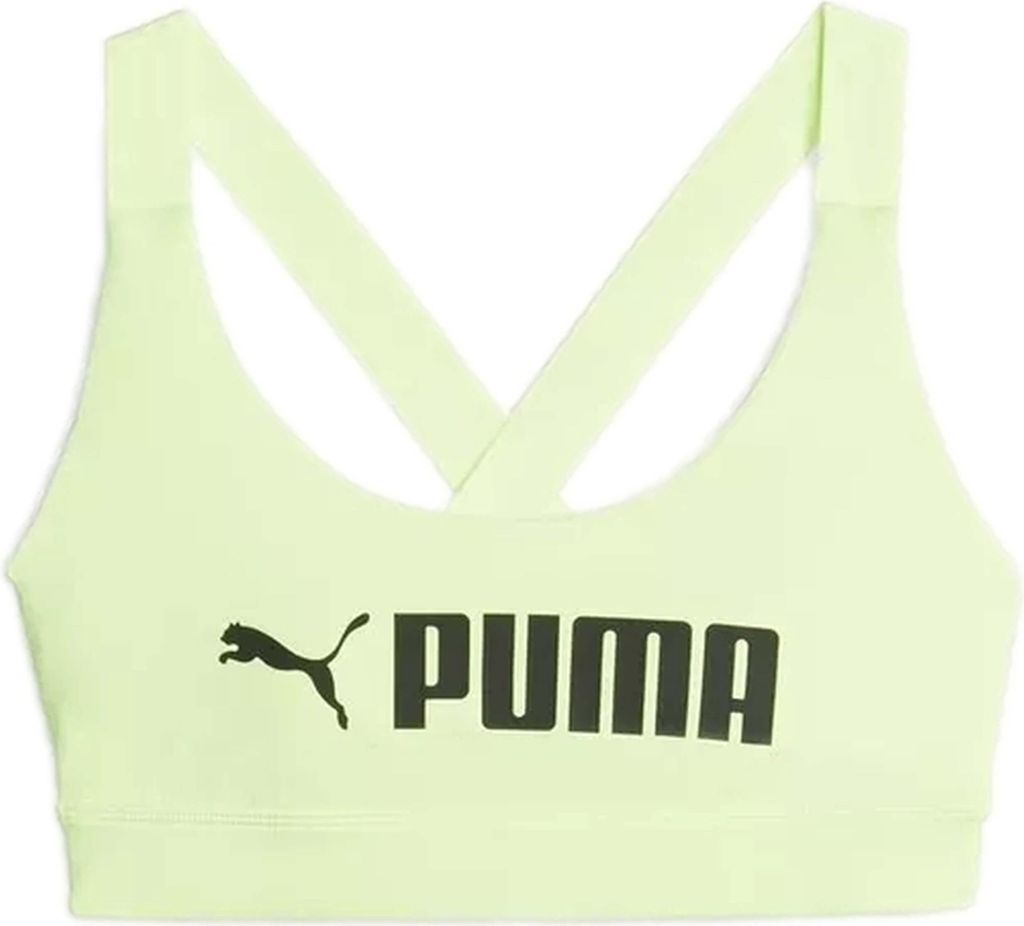 Mid Impact Puma Fit Bra MOSS GREEN-PUMA TEAM GOLD-GUM MOSS GREEN-PUMA TEAM GOLD-GUM XS