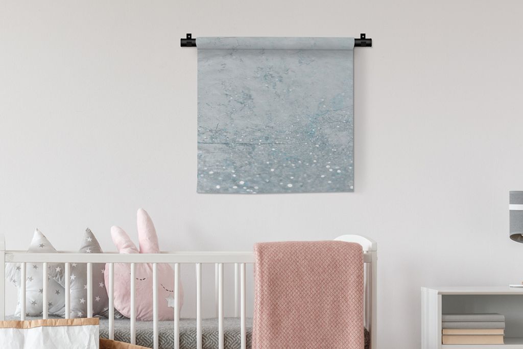 MuchoWow Wandteppich Wandbehang Marmor - Blau - Glitter 60x60 cm Tapisserie Dekoration Wandtuch - Dekorationen - Wand Decke