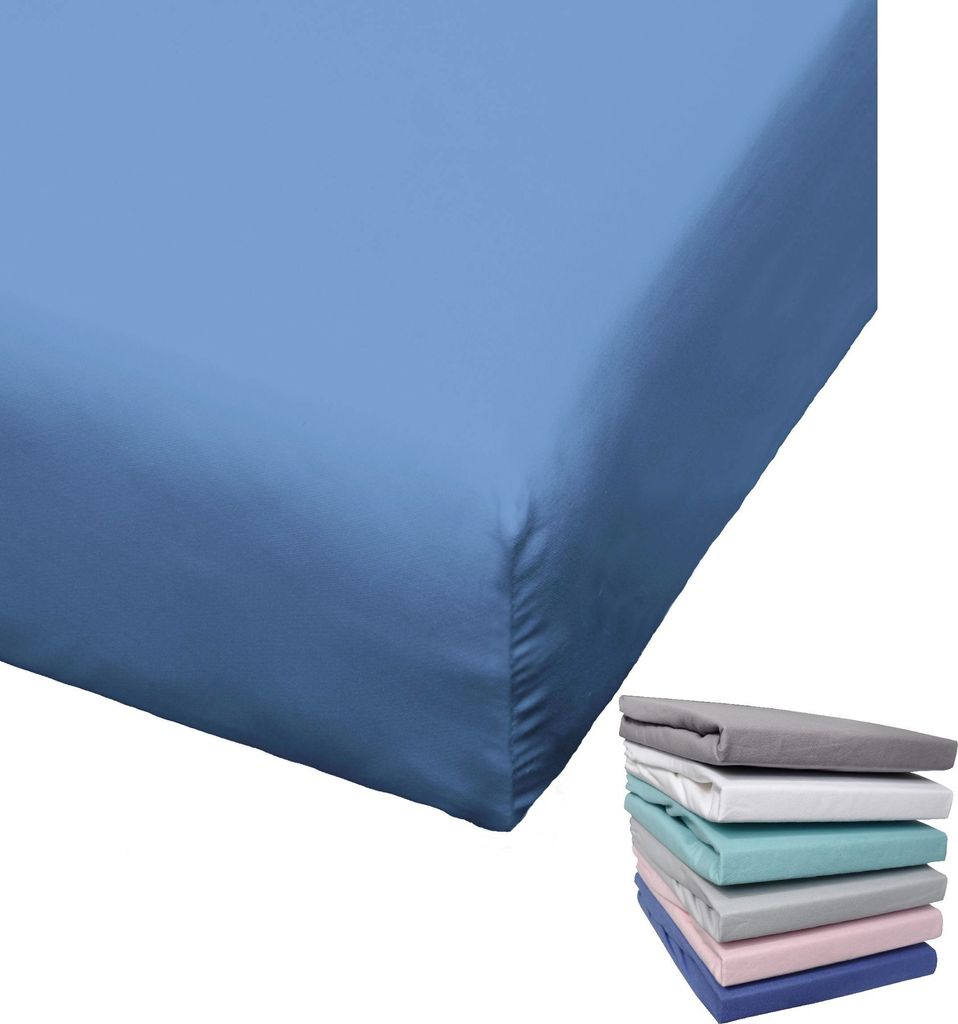 Bierbaum Biber Spannbettlaken Baumwolle 150x200 cm Weiß Grau Blau Rosa Türkis Silber Flieder Grün Taupe Rundgummi, Farbe:Blau