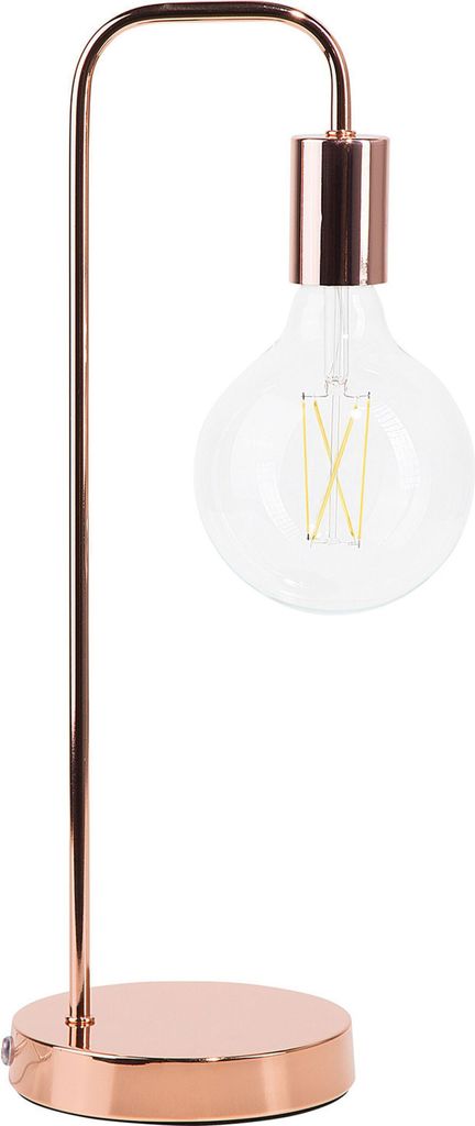 BELIANI Tischlampe Kupfer Metall 48 cm Glühbirnen-Optik langes Kabel mit Schalter Bogenlampe Modernes Design