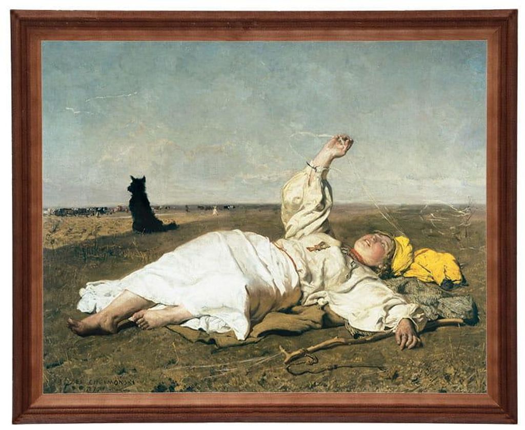 Reproduktion eines Gemäldes in einem Holzrahmen, 40x50 cm - Babie lata, Józef Chełmoński
