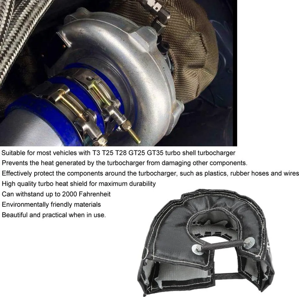 Coperchio del turbocompressore, copertura di protezione termica per turbocompressore T3 T25 T28 GT25 GT35, nero - 4