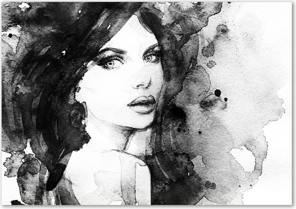 Tulup Leinwandbild - 100x70 cm - Wandkunst - Drucke auf Leinwand - Leinwanddruck - Kunst: modern & klassisch - Schwarzweiß - Frauenporträt