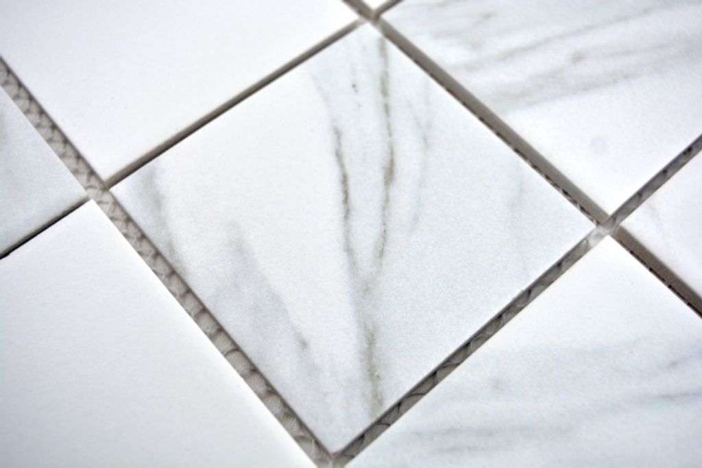 Handmuster Mosaikfliese Carrara Optik weiß grau Keramik Badfliese Fliesenspiegel Küche MOS16-0102_m