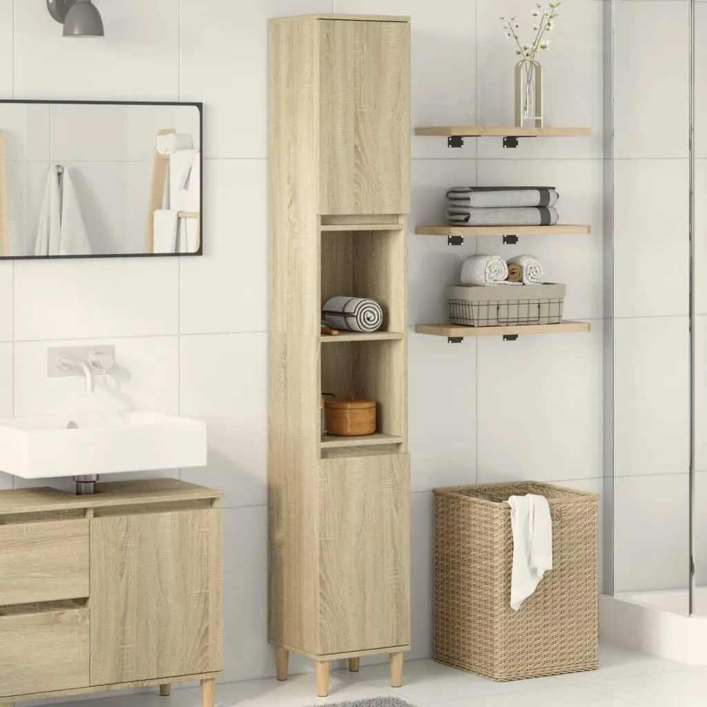 Armadietto Bagno Design Rovere Sonoma 30x30x190 cm | Stile Nordic