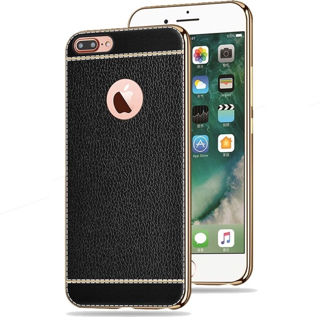 Handy Hülle für Apple iPhone 6s Plus Schutz Case Tasche Etui Kunstleder Schwarz