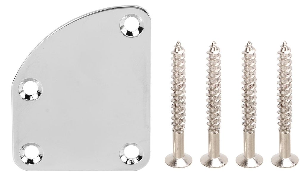 Halsplatte für E-Gitarre, gebogener Cutaway, halbrunde Verbindung, rückseitige Montage, 4 Löcher mit Schrauben