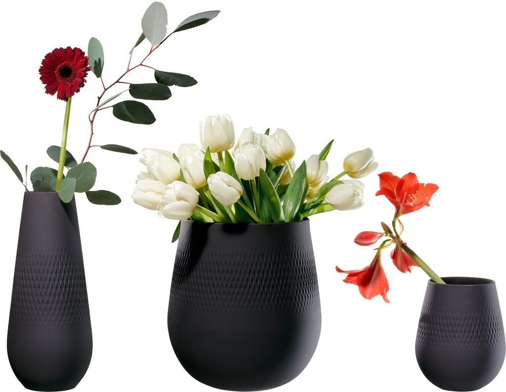 Villeroy & Boch Manufacture Collier Vasen-Set Carré 3-teilig noir
