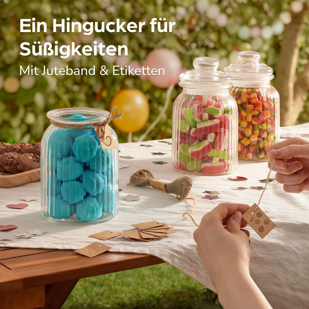 Unyqoos® Vorratsgläser 6er Set – 1 L Glas (Ø11×19 cm)