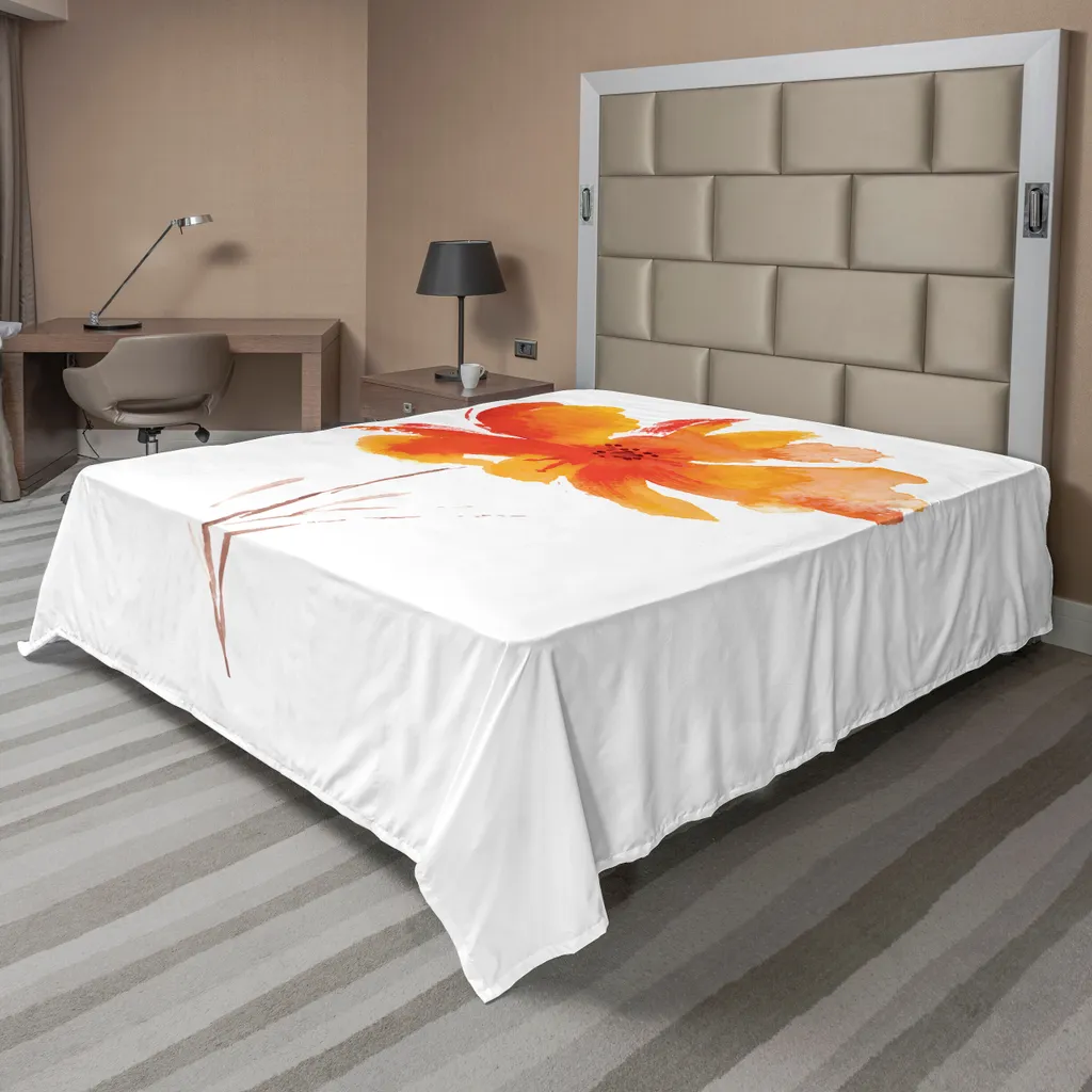Lenzuolo Decorativo Papaveri ABAKUHAUS - Arancione e Bianco 275x260