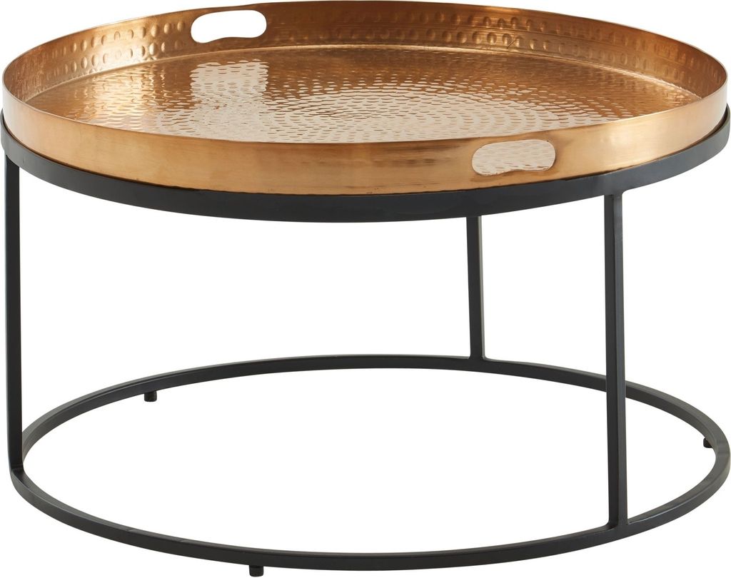 Couchtisch Metall Hammerschlag Sofatisch Ø 62 cm Wohnzimmertisch Gold