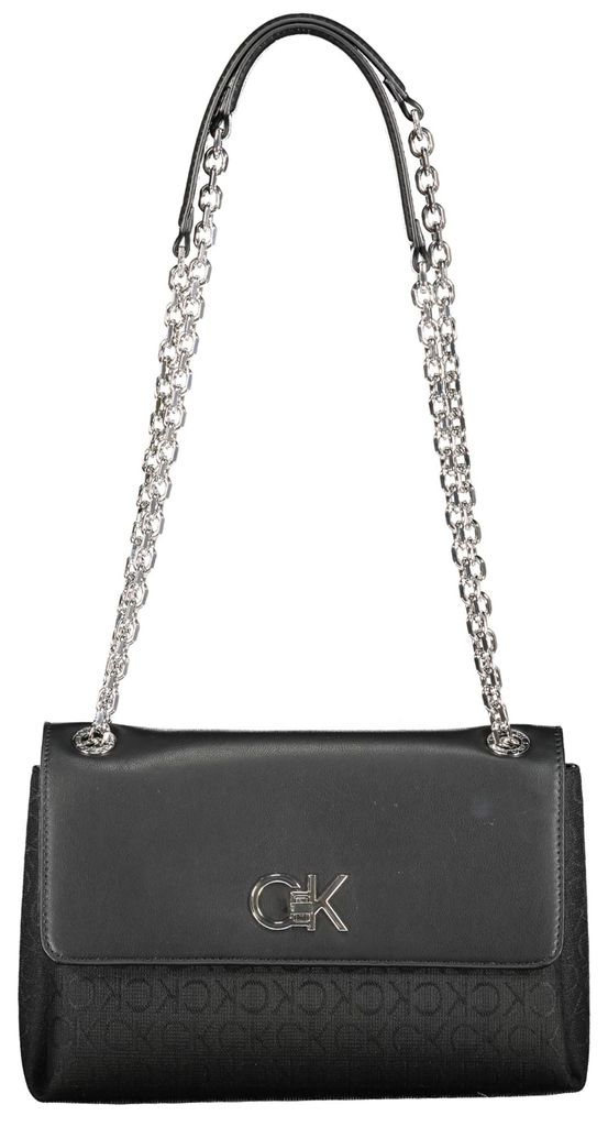 Stylische Damenschultertasche in Schwarz aus recyceltem Polyester
