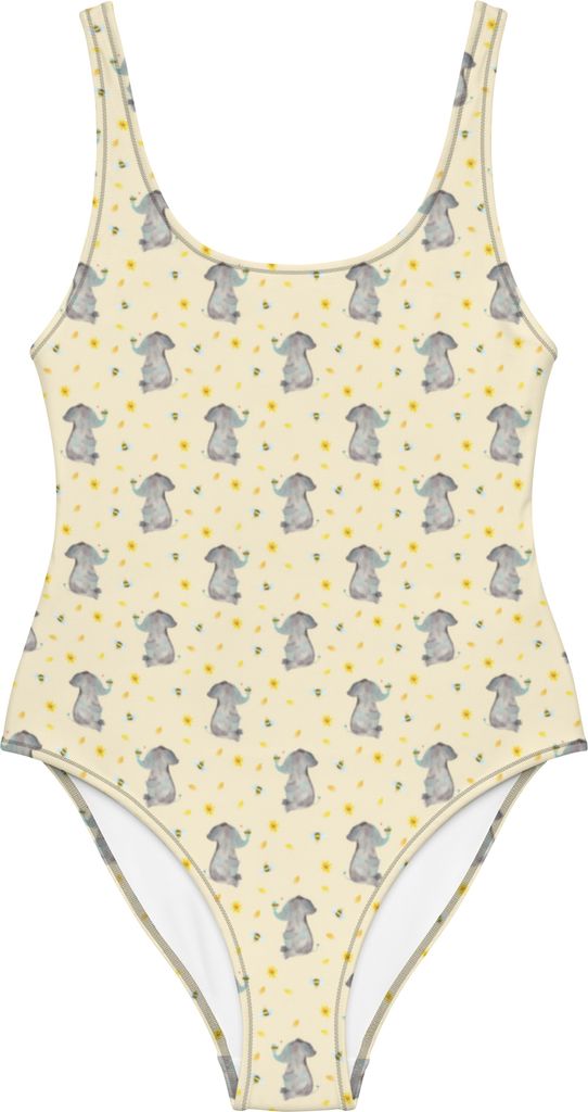 Mr. & Mrs. Panda Damen-Einteiler Elefant Biene Größe L - Gelb - Geschenk, Liebe, UV-Badeanzug, Lustige Sprüche, Swimsuit, Liebesspruch, Hochzeit...