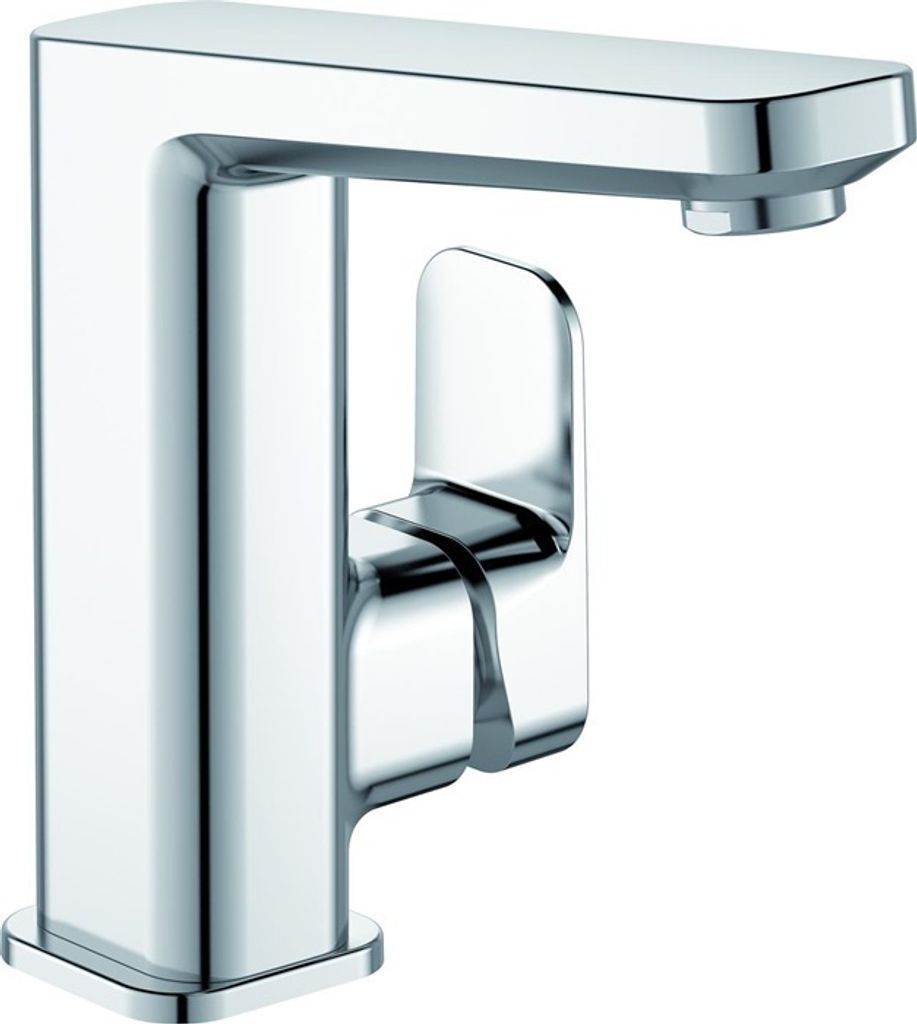 A single chrome faucet on a white background.