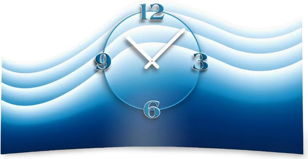 Horloge murale design Abstract Waves bleu moderne dixtime 3D-0008