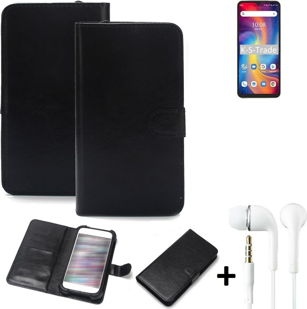 K-S-Trade Wallet Case Handyhülle kompatibel mit UMIDIGI A13 Pro Schutzhülle Flip cover Flipstyle Tasche Hülle Flipcover Slim Bumper schwarz + in