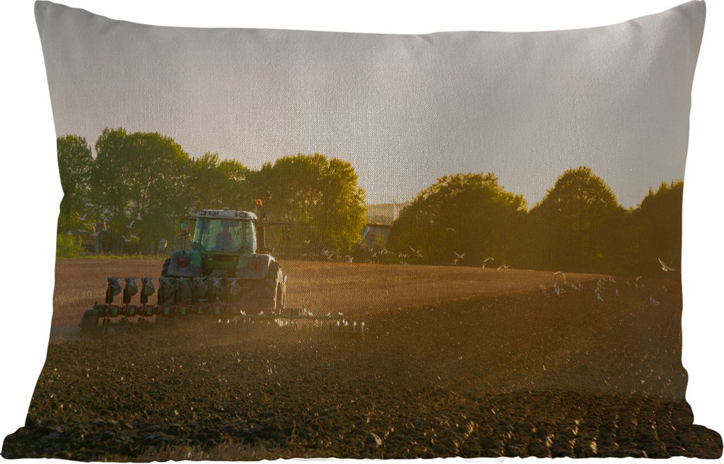 MuchoWow Outdoor Kissen - Traktor - Vogel - Land - 60x40 cm - Wetterfest - Lounge Kissen - Zierkissen - Kissen für Innenräume