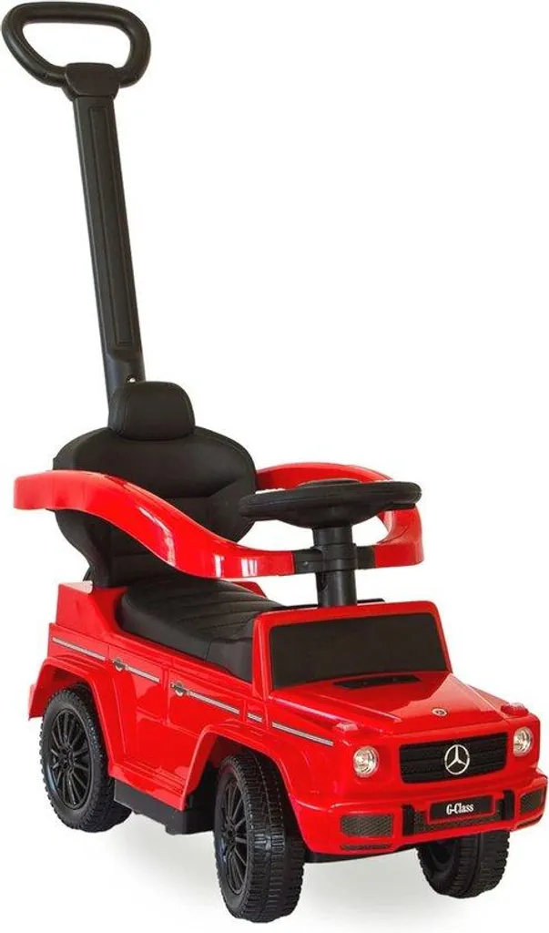 Chariot de jeu extérieur rouge avec canne de poussée pour petit