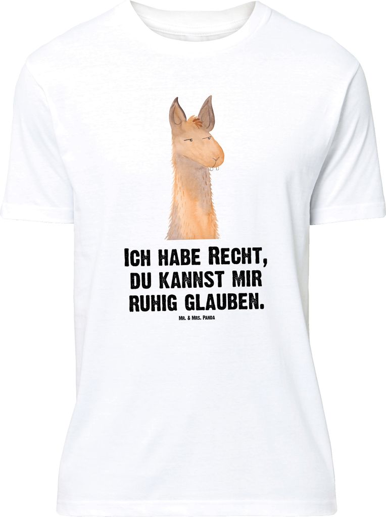 Mr. & Mrs. Panda Größe L T-Shirt Lamakopf Genervt - Weiß - Geschenk, Lama, Shirt, Lamas, mit Spruch, Recht haben, Freundin, Büro, Beste, Tshirt