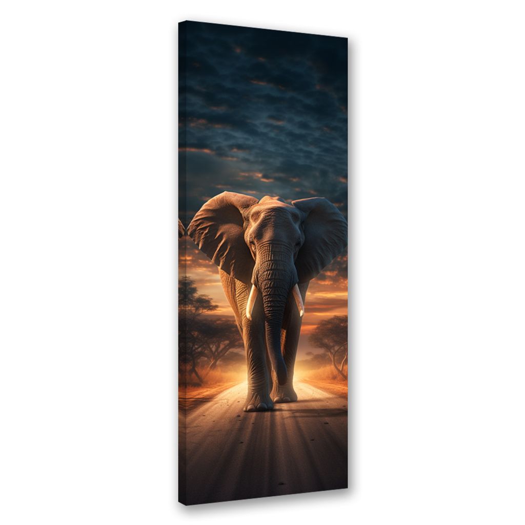 Leinwandbild Elefant Tiersafari 50x150 Feeby Braun bild für die wand bereit zum aufhängen