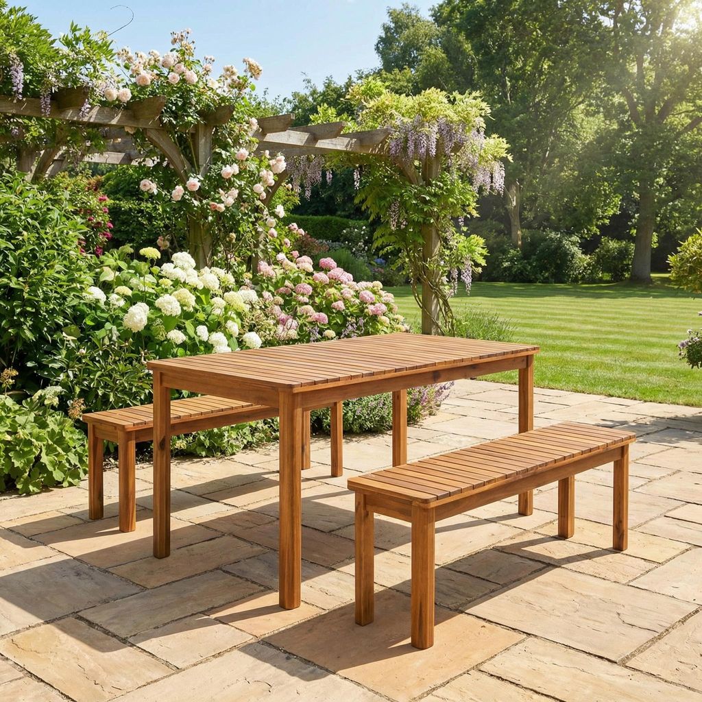 3tlg. Gartensitzgruppe Brian aus 100% Akazienholz, Produktbild 
