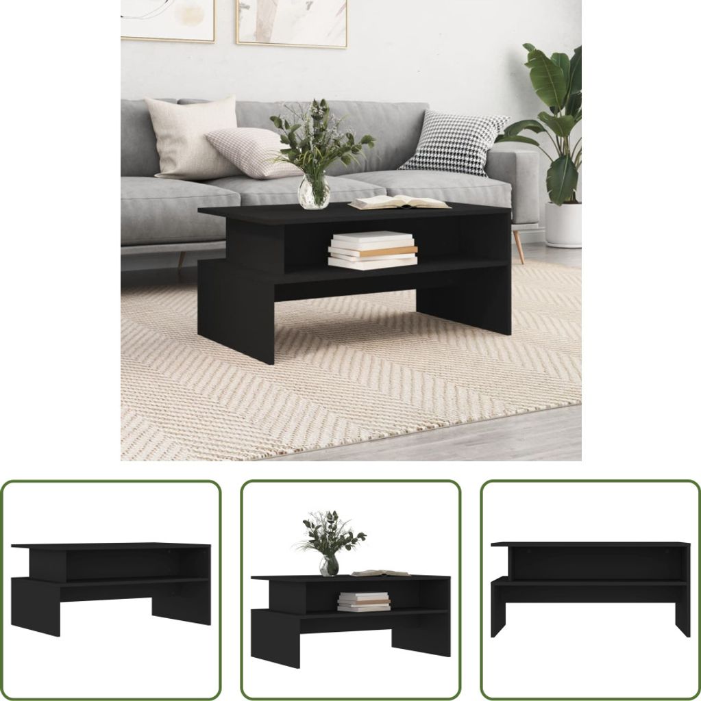 The Living Store Couchtisch Schwarz 90x55x42,5 cm Produktbild 