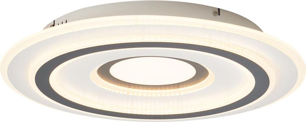 Qazqa led Design Deckenleuchte, Deckenlampe mit Fernbedienung - Taylor - Weiß, Rund, 3000K - 6000K, dimmbar, 49cm, Ideal als Bürolampe, Flur, Sch...