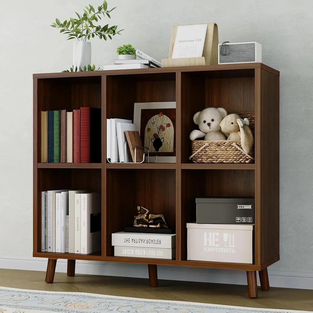 Bibliothèque bois rustique - Solution de rangement 6 cases gain de place - 2