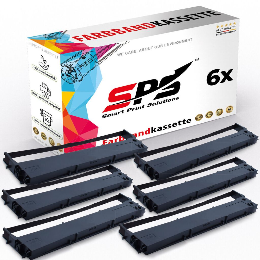 6x Kompatibel Epson LQ-350 C13S015633 Farbbänder Schwarz für Epson LQ300 Plus