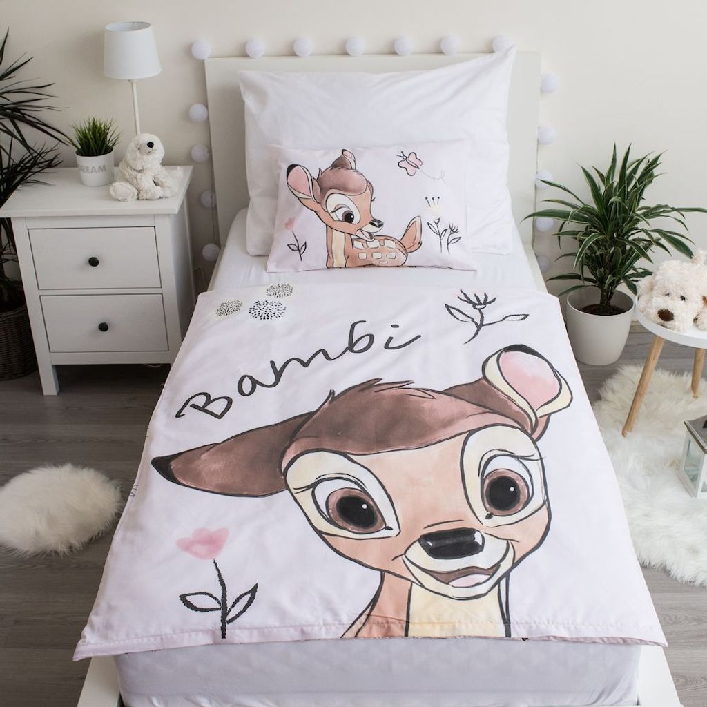 100% Baumwolle Öko-Tex Disney Bambi Kinderbettwäsche Babybettwäsche 2 TLG Set Bettbezug 100x135 Kissenbezug 40x60 cm rosa 