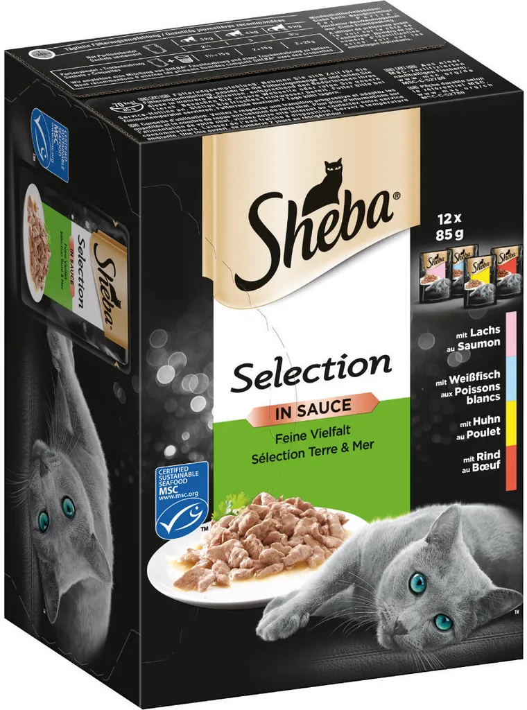 Sheba Multipack 48x85g Varietà Fine in Salsa - Cibo Umido Premium Gatti